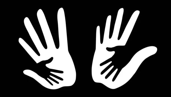 Biały zestaw logo opiekuńczej dłoni. Ilustracja wektora. Insygnia pomocnicze dłoni. — Wektor stockowy