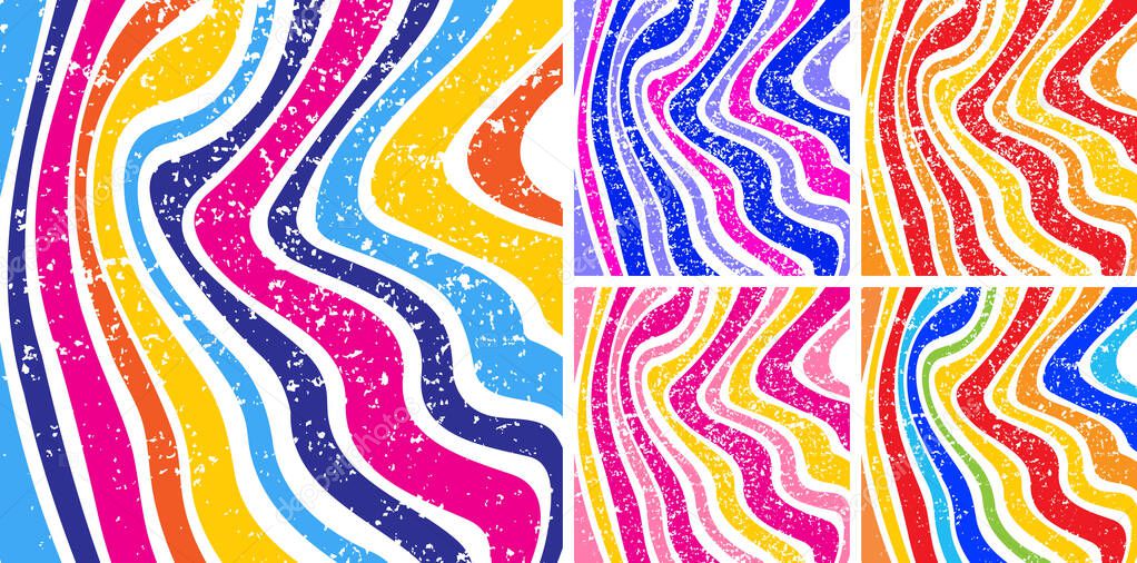 Colorful striped background set. Textile pattern. Retro backgrounds. Vector illustration.