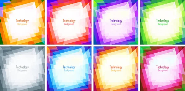 Colorful bright geometric backgrounds set. Vector patterns. Geometric frames collection. — Stock Vector