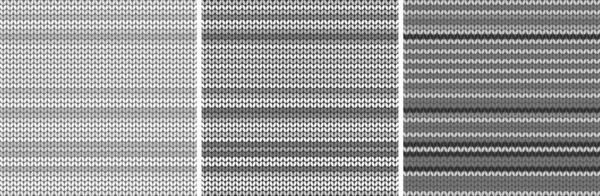 Striped grey light fabric texture set. Knitted pattern background. Vector illustration — Stock Vector