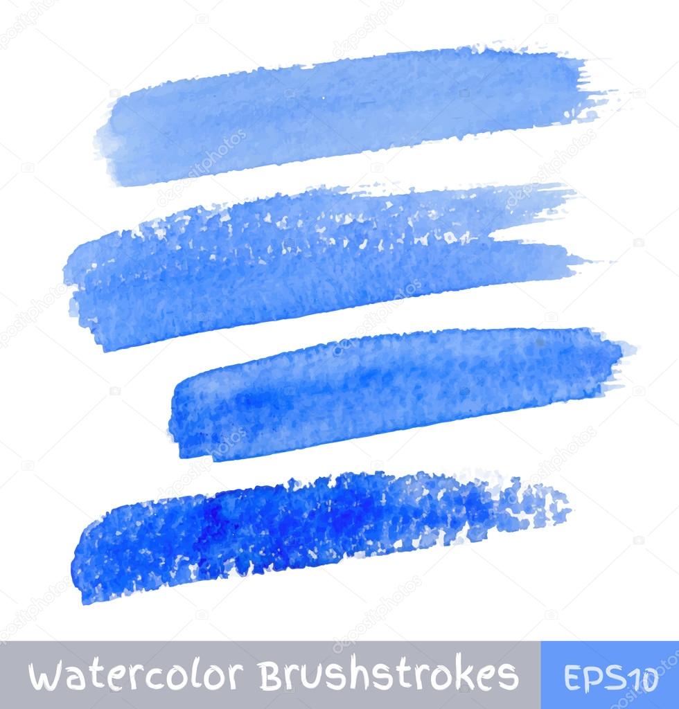 Set of Blue Watercolor Brush Strokes