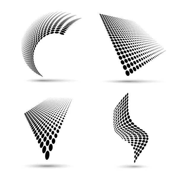 Set abstracte halftoonse designelementen — Stockvector