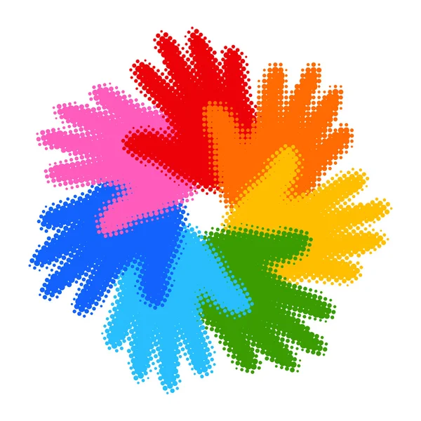 Icono de impresión de mano colorido de medio tono — Vector de stock