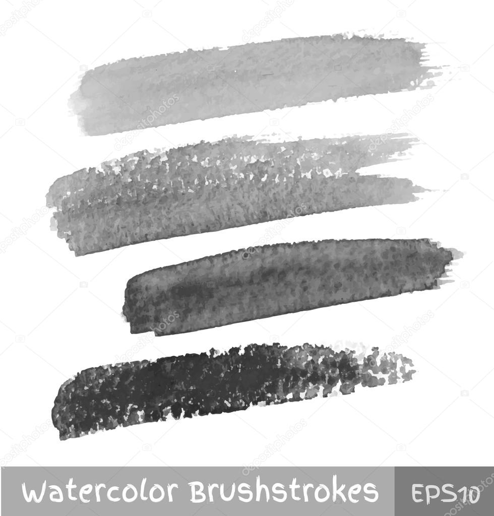 Set of Gray Watercolor Brush Strokes