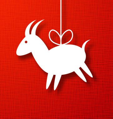 keçi kağıt aplike parlak kırmızı arka plan bez. 2015 - keçinin Çin yeni yılı.