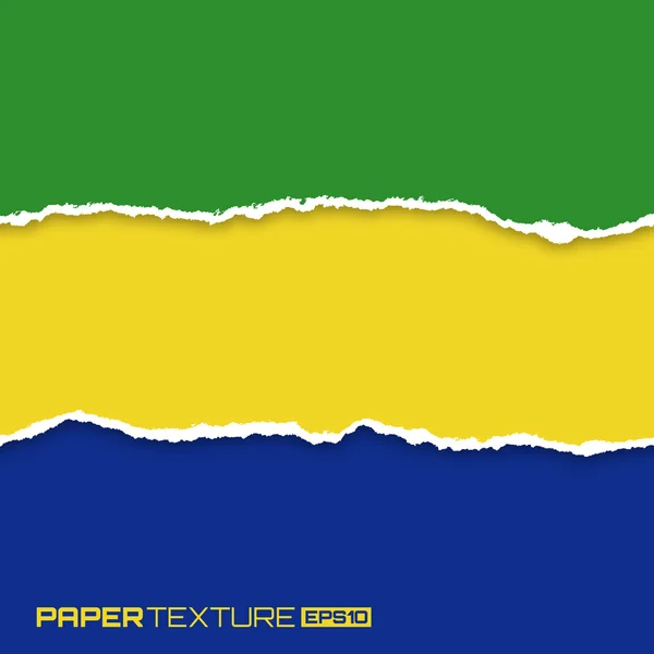 Set de papeles brillantes lacerados en colores de bandera de Brasil — Vector de stock