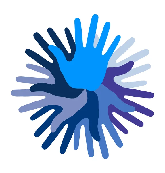 Drukuj ikona dłoni niebieski — Wektor stockowy