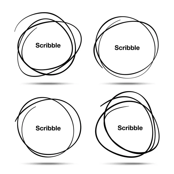 Set di cerchi scarabocchi disegnati a mano — Vettoriale Stock