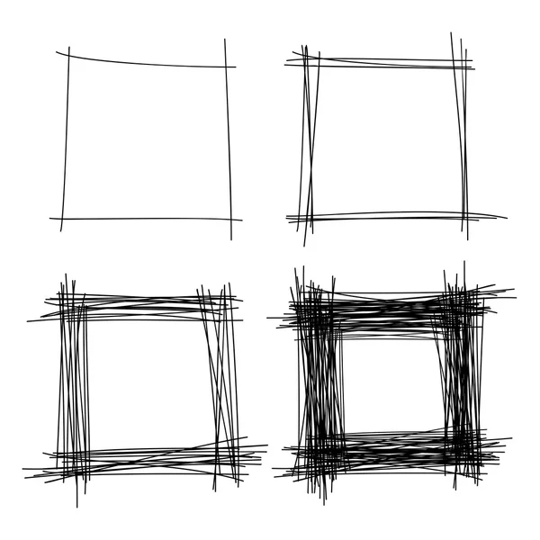 Conjunto de quadrados de rabiscos desenhados à mão —  Vetores de Stock