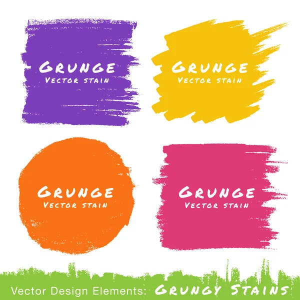 Set van hand getrokken platte grunge vlekken op witte achtergrond. — Stockvector