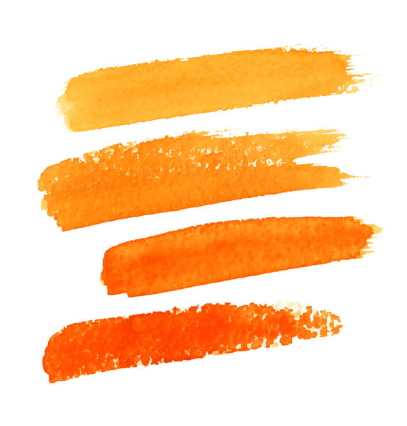 Set of Orange Watercolor Brush Strokes