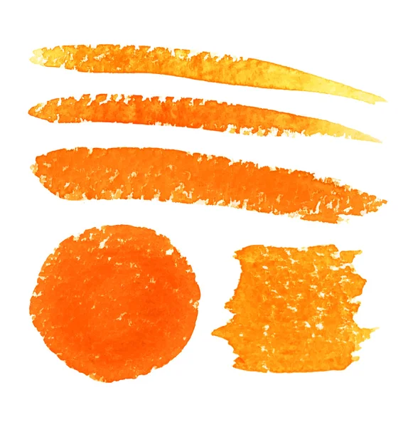 Conjunto de traços de pincel aquarela laranja —  Vetores de Stock