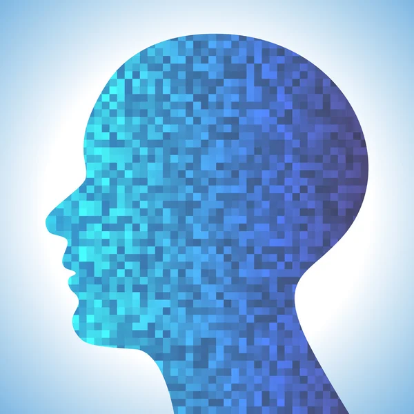 Technologie fond bleu avec profil pixélisé — Image vectorielle