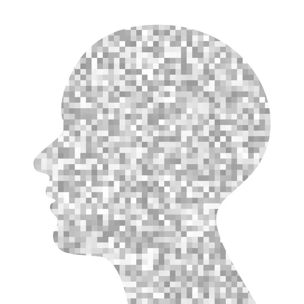 Profil pixélisé gris — Image vectorielle