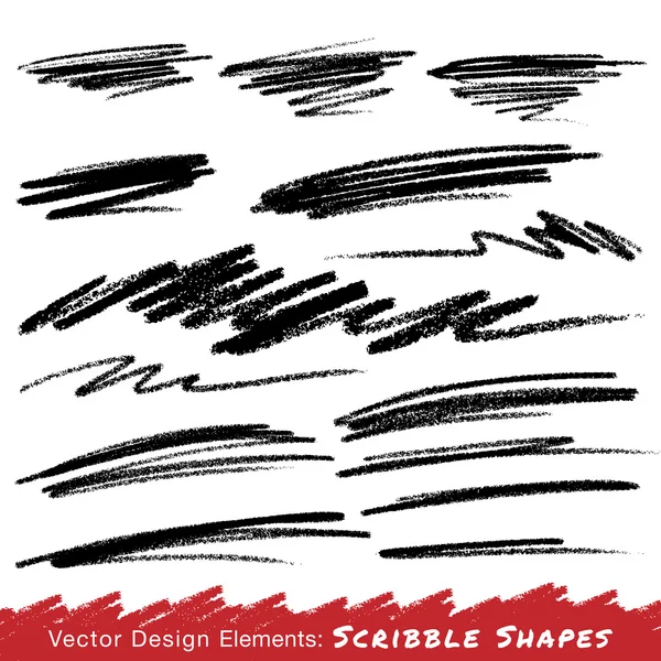 Scribble Smears Hand Drawn in Pencil — Stock Vector