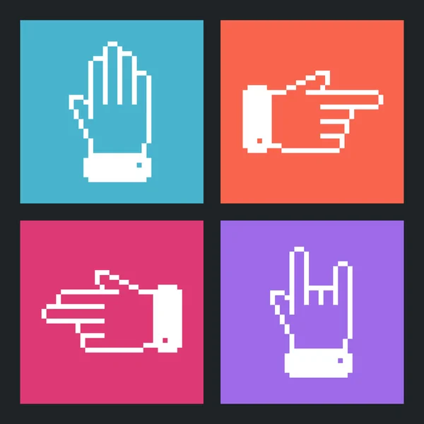 Icone moderne Pixel Hand Flat per applicazioni Web e mobili . — Vettoriale Stock