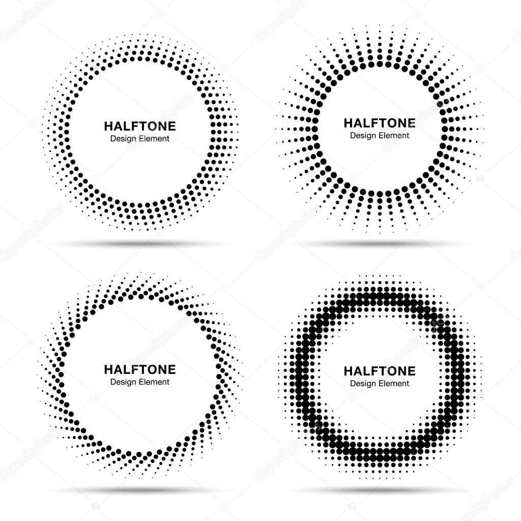 Set of Black Abstract Halftone Circles Logo