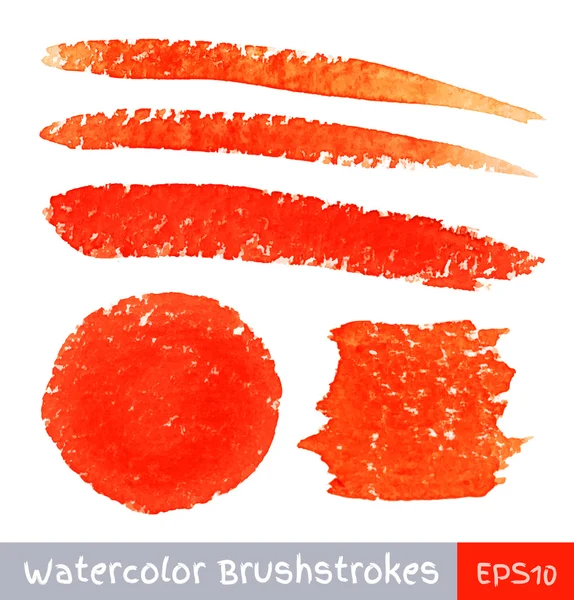 Set of Red Watercolor Brush Strokes — Stock Vector