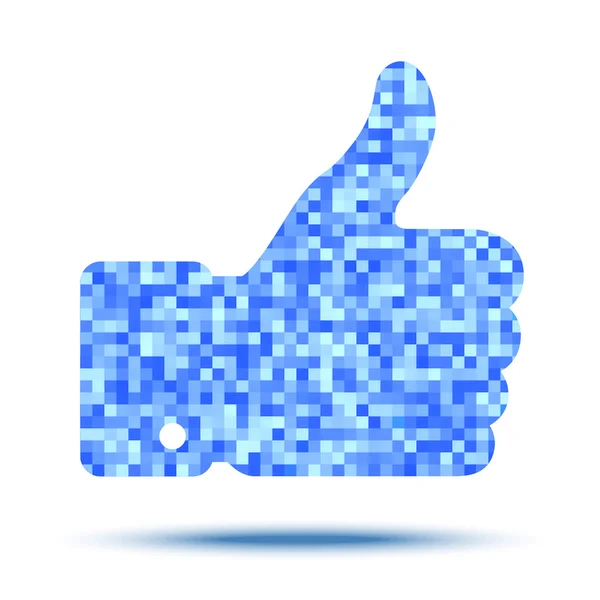 Pixelated thumb up — Stock Vector