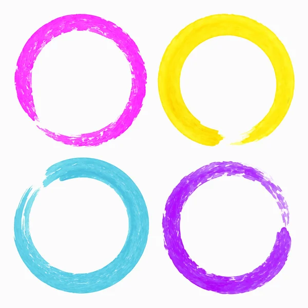 Set of Watercolor Colorful Grunge Circle Stains — Stock Vector