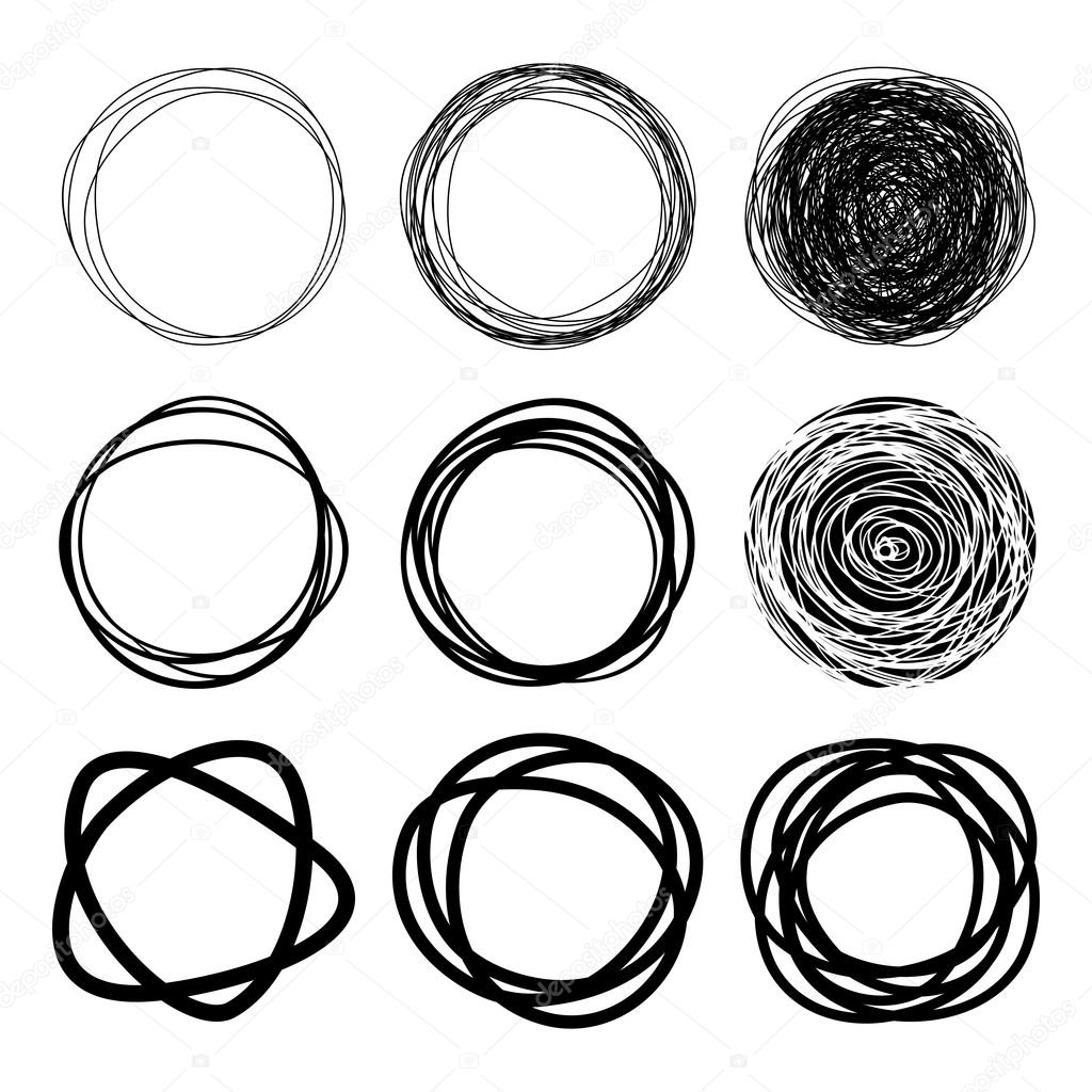 Set of Hand Drawn Scribble Circles