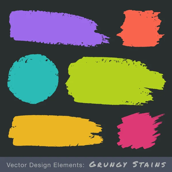 Set of Hand Drawn Flat Grunge Stains on Dark Background. — Stock Vector