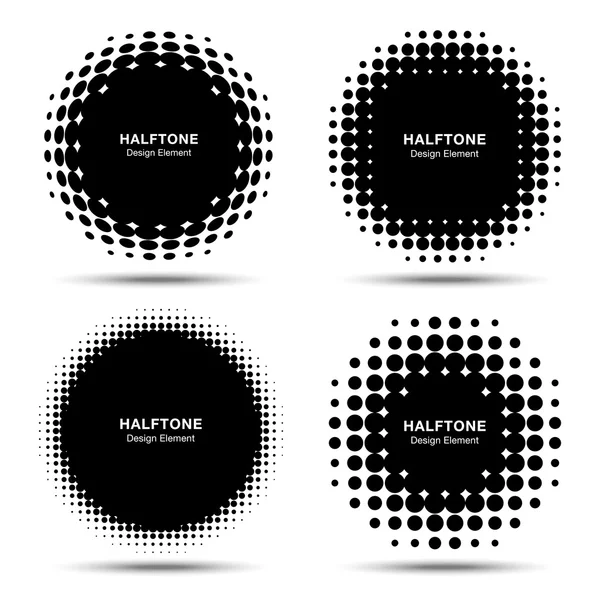 Set abstracte halftoonse designelementen — Stockvector