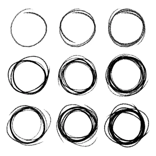 Set of Hand Drawn Scribble Circles — Stock Vector