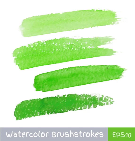 Pinceladas de aquarela verde — Vetor de Stock