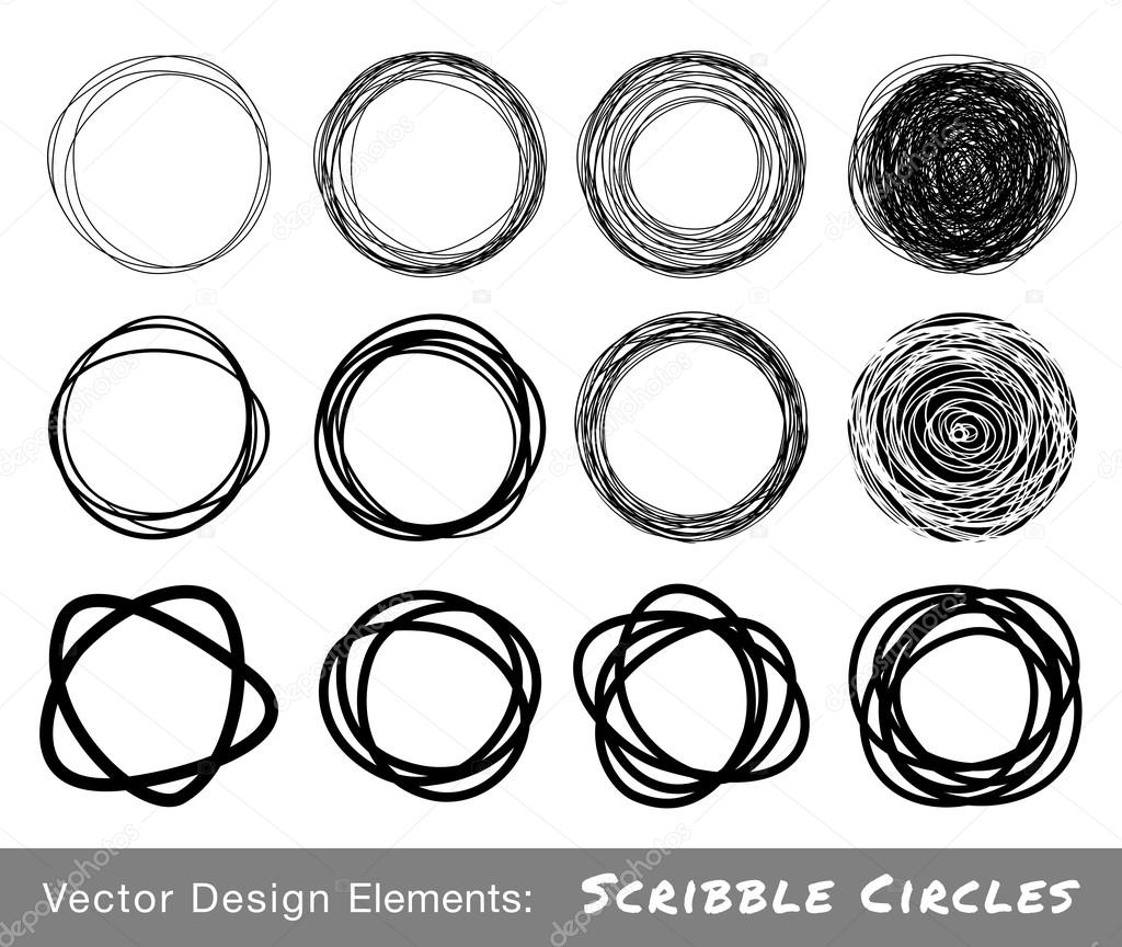 Set of Hand Drawn Scribble Circles