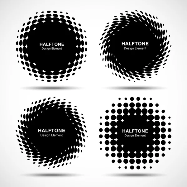Set of Abstract Halftone Design Elements — Stock Vector
