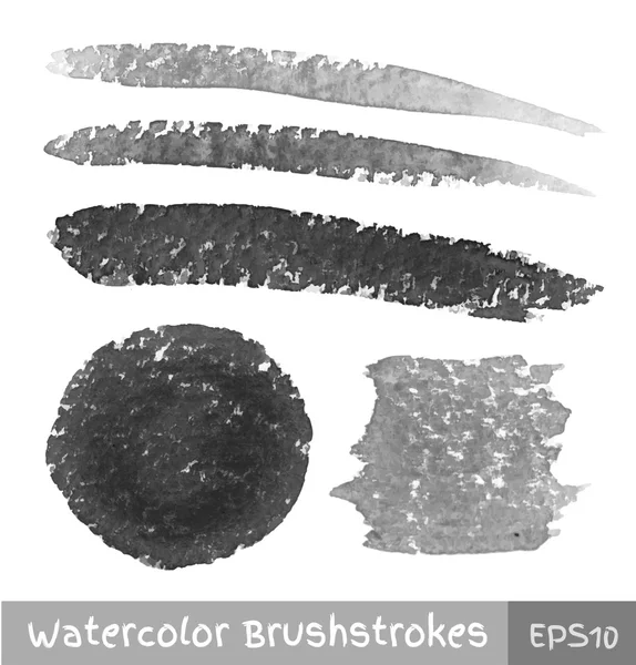 Set of Gray Watercolor Brush Strokes — Stock Vector