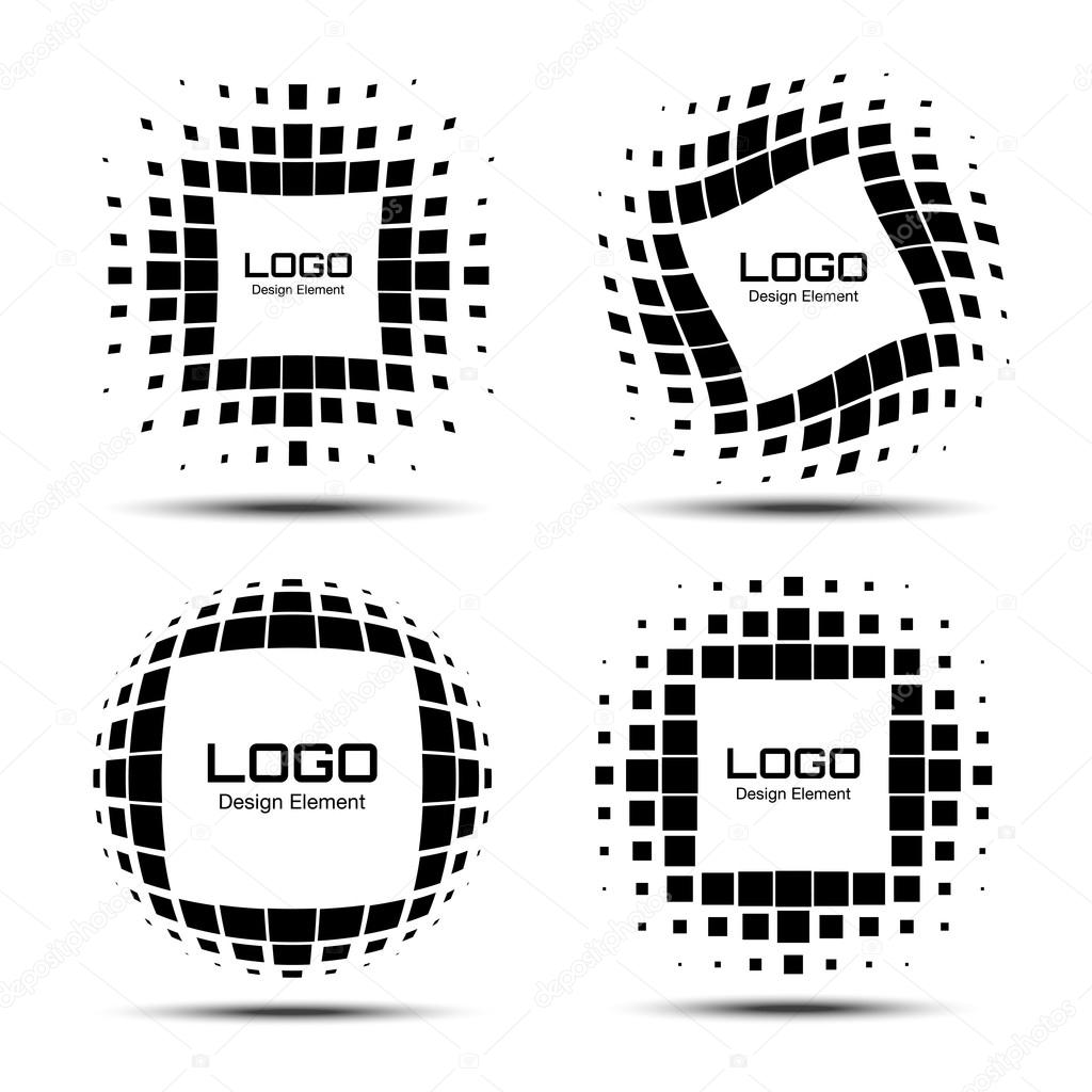 Set of Abstract White Halftone Logo Design Elements, vector illustration