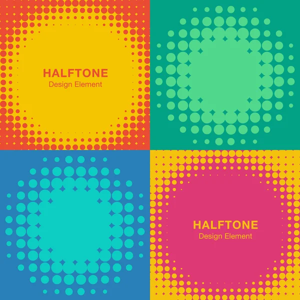 Set of Modern Flat Halftone Backgrounds — Stock Vector