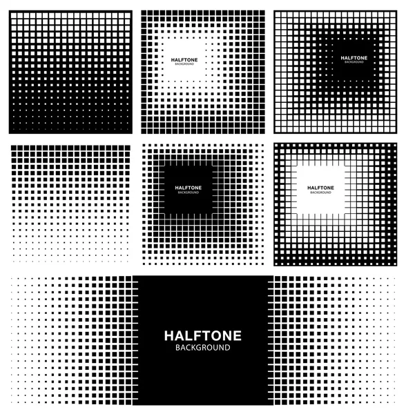 Set of Abstract Halftone Square Backgrounds — Stock Vector