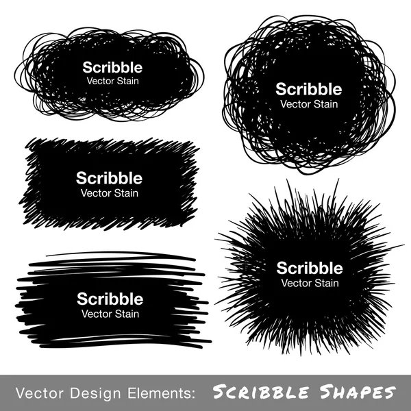 Set di forme disegnate a mano Scribble — Vettoriale Stock