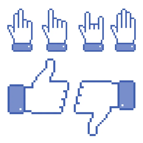 Set of Pixel Hand icons — Stock Vector