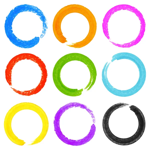 Set of Watercolor Colorful Grunge Circle Stains — Stock Vector