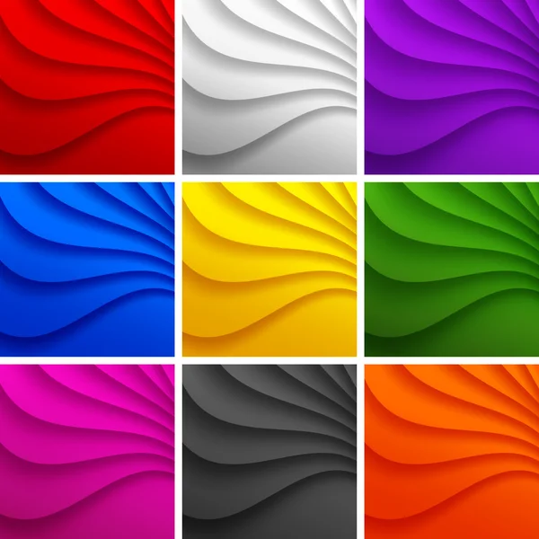 Set of 9 Colorful Wavy backgrounds. — Stock Vector