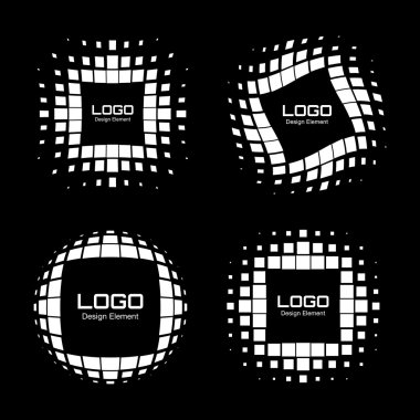 Soyut beyaz noktalı resim Logo tasarım öğeleri kümesi