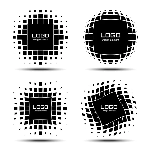 Set aus abstrakten Halfton-Logo-Designelementen — Stockvektor
