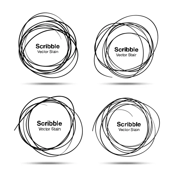 Conjunto de círculos garabatos dibujados a mano — Archivo Imágenes Vectoriales