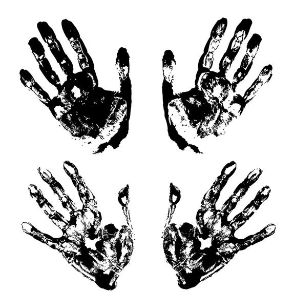 Set von schwarzen Kunst-Handabdrücken — Stockvektor