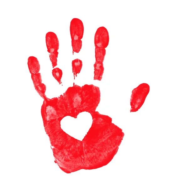 Hand print with heart icon — Stock Photo, Image