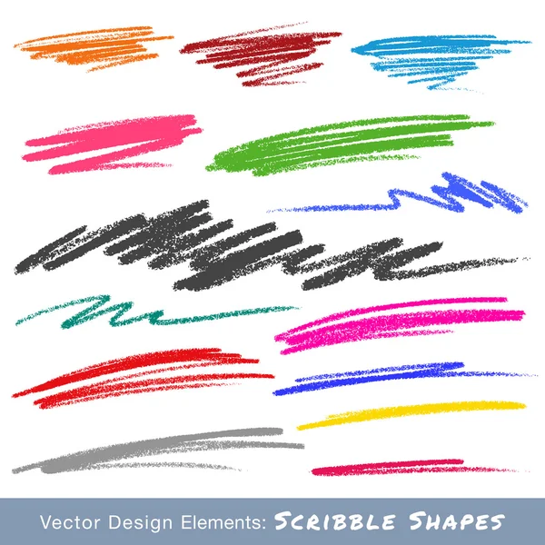 Colorful Scribble Smears Hand Drawn in Pencil — Stock Vector