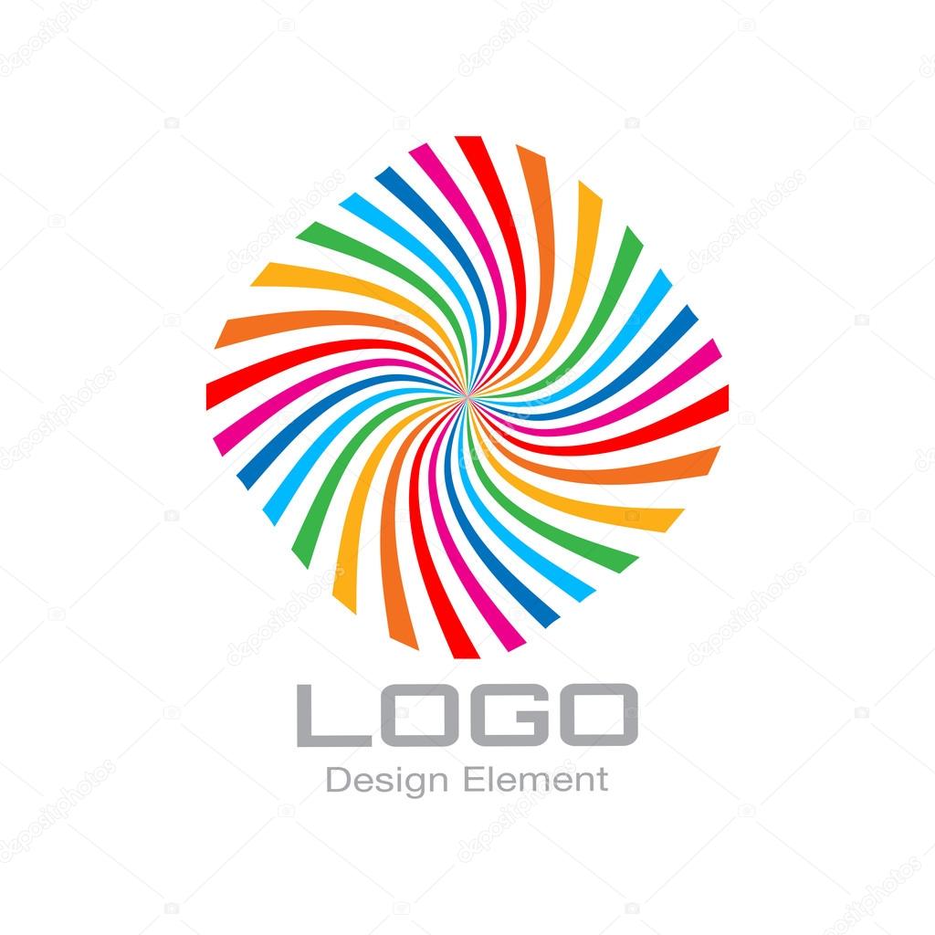 Colorful Bright Rainbow Spiral Logo. Vector Illustration