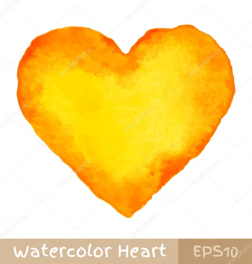 Yellow - Orange Watercolor Heart