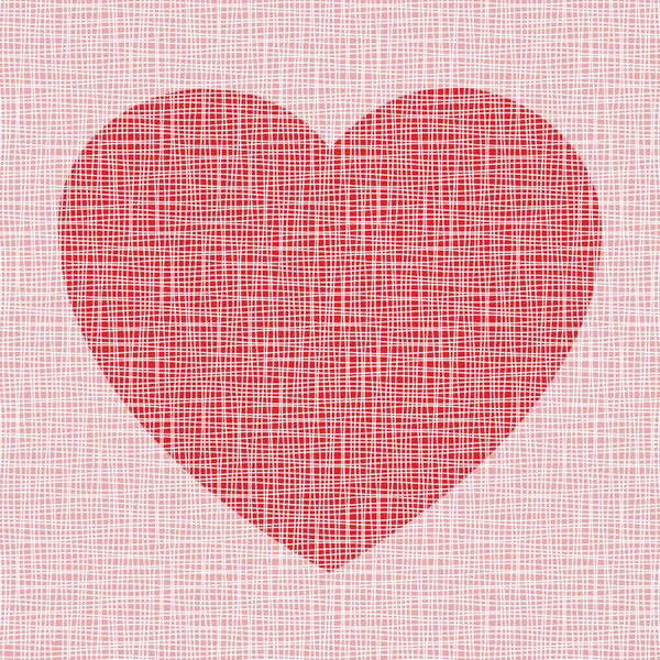 红色的心，在画布纹理 — 图库矢量图片