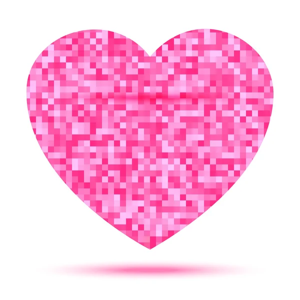 Roze hart Pixel pictogram — Stockvector