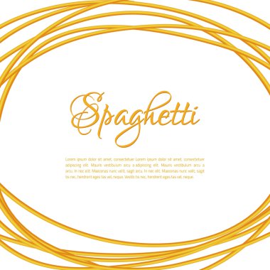 Gerçekçi bükülmüş spagetti makarna daire çerçeve